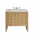 James Martin Vanities Hudson 36in Single Vanity, Light Natural Oak w/ 3 CM Eternal Jasmine Pearl Top 435-V36-LNO-3EJP